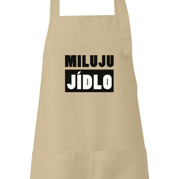 Zástěra s potiskem Miluju jídlo zástěra